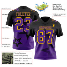 Laden Sie das Bild in den Galerie-Viewer, Custom Black Purple-Gold Authentic Star Gradient 7V7 Flag Football Jersey
