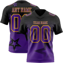 Laden Sie das Bild in den Galerie-Viewer, Custom Black Purple-Gold Authentic Star Gradient 7V7 Flag Football Jersey