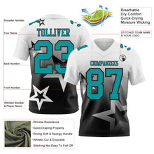 Laden Sie das Bild in den Galerie-Viewer, Custom White Teal-Black Authentic Star Gradient 7V7 Flag Football Jersey