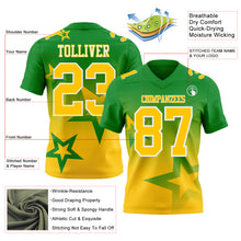 Laden Sie das Bild in den Galerie-Viewer, Custom Grass Green Yellow-White Authentic Star Gradient 7V7 Flag Football Jersey