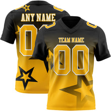 Laden Sie das Bild in den Galerie-Viewer, Custom Black Gold-White Authentic Star Gradient 7V7 Flag Football Jersey