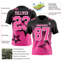 Laden Sie das Bild in den Galerie-Viewer, Custom Black Pink-White Authentic Star Gradient 7V7 Flag Football Jersey