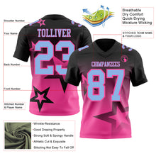 Загрузить изображение в средство просмотра галереи, Custom Black Light Blue-Pink Authentic Star Gradient 7V7 Flag Football Jersey