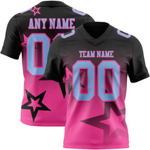 Загрузить изображение в средство просмотра галереи, Custom Black Light Blue-Pink Authentic Star Gradient 7V7 Flag Football Jersey