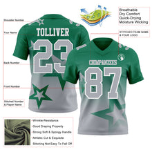 Laden Sie das Bild in den Galerie-Viewer, Custom Kelly Green Gray-White Authentic Star Gradient 7V7 Flag Football Jersey
