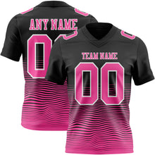 Laden Sie das Bild in den Galerie-Viewer, Custom Black Pink-White Authentic Fluid Wave Line Fade 7V7 Flag Football Jersey