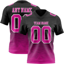 Laden Sie das Bild in den Galerie-Viewer, Custom Black Deep Pink-White Authentic Fluid Wave Line Fade 7V7 Flag Football Jersey