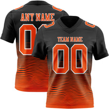 Laden Sie das Bild in den Galerie-Viewer, Custom Black Orange-White Authentic Fluid Wave Line Fade 7V7 Flag Football Jersey