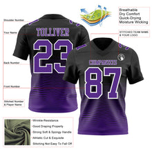 Laden Sie das Bild in den Galerie-Viewer, Custom Black Purple-White Authentic Fluid Wave Line Fade 7V7 Flag Football Jersey
