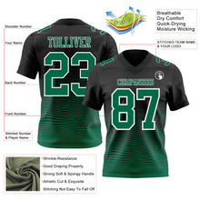 Laden Sie das Bild in den Galerie-Viewer, Custom Black Kelly Green-White Authentic Fluid Wave Line Fade 7V7 Flag Football Jersey