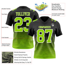 Laden Sie das Bild in den Galerie-Viewer, Custom Black Neon Green-White Authentic Fluid Wave Line Fade 7V7 Flag Football Jersey