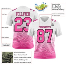 Laden Sie das Bild in den Galerie-Viewer, Custom White Pink-Black Authentic Fluid Wave Line Fade 7V7 Flag Football Jersey