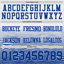 Laden Sie das Bild in den Galerie-Viewer, Custom White Royal-Light Blue Authentic Fluid Wave Line Fade 7V7 Flag Football Jersey