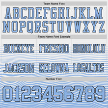 Laden Sie das Bild in den Galerie-Viewer, Custom White Light Blue-Black Authentic Fluid Wave Line Fade 7V7 Flag Football Jersey