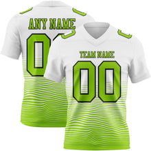 Laden Sie das Bild in den Galerie-Viewer, Custom White Neon Green-Black Authentic Fluid Wave Line Fade 7V7 Flag Football Jersey