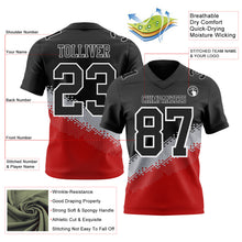 Laden Sie das Bild in den Galerie-Viewer, Custom Black Gray Red-White Authentic Geometric Gradient 7V7 Flag Football Jersey