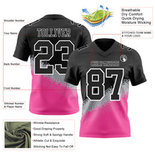 Laden Sie das Bild in den Galerie-Viewer, Custom Black Gray Pink-White Authentic Geometric Gradient 7V7 Flag Football Jersey