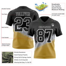 Laden Sie das Bild in den Galerie-Viewer, Custom Black Gray Old Gold-White Authentic Geometric Gradient 7V7 Flag Football Jersey
