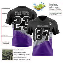 Laden Sie das Bild in den Galerie-Viewer, Custom Black Gray Purple-White Authentic Geometric Gradient 7V7 Flag Football Jersey