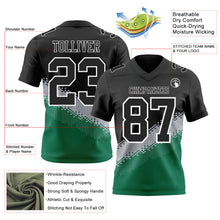 Laden Sie das Bild in den Galerie-Viewer, Custom Black Gray Kelly Green-White Authentic Geometric Gradient 7V7 Flag Football Jersey