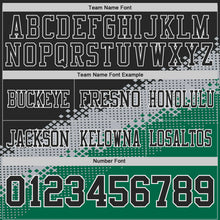 Laden Sie das Bild in den Galerie-Viewer, Custom Black Gray Kelly Green-White Authentic Geometric Gradient 7V7 Flag Football Jersey