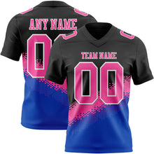 Laden Sie das Bild in den Galerie-Viewer, Custom Black Pink Thunder Blue-White Authentic Geometric Gradient 7V7 Flag Football Jersey