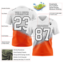 Laden Sie das Bild in den Galerie-Viewer, Custom White Gray Orange-Black Authentic Geometric Gradient 7V7 Flag Football Jersey