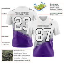 Laden Sie das Bild in den Galerie-Viewer, Custom White Gray Purple-Black Authentic Geometric Gradient 7V7 Flag Football Jersey