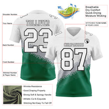 Загрузить изображение в средство просмотра галереи, Custom White Gray Kelly Green-Black Authentic Geometric Gradient 7V7 Flag Football Jersey