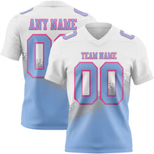 Laden Sie das Bild in den Galerie-Viewer, Custom White Light Blue Gray-Pink Authentic Geometric Gradient 7V7 Flag Football Jersey