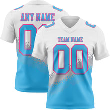 Laden Sie das Bild in den Galerie-Viewer, Custom White Sky Blue Gray-Pink Authentic Geometric Gradient 7V7 Flag Football Jersey