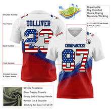 Laden Sie das Bild in den Galerie-Viewer, Custom White USA Flag Royal Red-Black Authentic Geometric Gradient 7V7 Flag Football Jersey