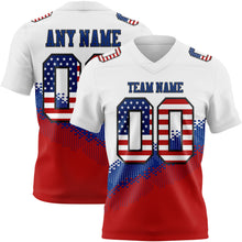Laden Sie das Bild in den Galerie-Viewer, Custom White USA Flag Royal Red-Black Authentic Geometric Gradient 7V7 Flag Football Jersey
