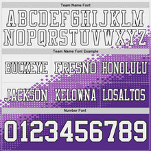 Laden Sie das Bild in den Galerie-Viewer, Custom White Medium Purple Purple-Black Authentic Geometric Gradient 7V7 Flag Football Jersey