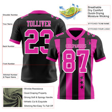 Laden Sie das Bild in den Galerie-Viewer, Custom Black Deep Pink-White Authentic Stars And Stripes 7V7 Flag Football Jersey