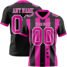 Laden Sie das Bild in den Galerie-Viewer, Custom Black Deep Pink-White Authentic Stars And Stripes 7V7 Flag Football Jersey