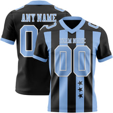 Laden Sie das Bild in den Galerie-Viewer, Custom Black Light Blue-White Authentic Stars And Stripes 7V7 Flag Football Jersey