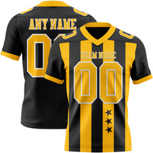 Charger l'image dans la galerie, Custom Black Gold-White Authentic Stars And Stripes 7V7 Flag Football Jersey
