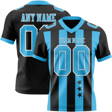 Laden Sie das Bild in den Galerie-Viewer, Custom Black Sky Blue-White Authentic Stars And Stripes 7V7 Flag Football Jersey