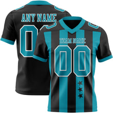 Laden Sie das Bild in den Galerie-Viewer, Custom Black Teal-White Authentic Stars And Stripes 7V7 Flag Football Jersey