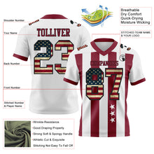Laden Sie das Bild in den Galerie-Viewer, Custom White Vintage USA Flag Crimson-Black Authentic Stars And Stripes 7V7 Flag Football Jersey
