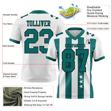 Laden Sie das Bild in den Galerie-Viewer, Custom White Teal-Black Authentic Stars And Stripes 7V7 Flag Football Jersey