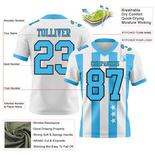 Charger l'image dans la galerie, Custom White Sky Blue-Black Authentic Stars And Stripes 7V7 Flag Football Jersey