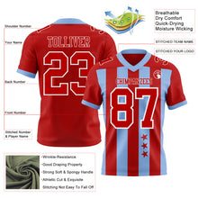 Laden Sie das Bild in den Galerie-Viewer, Custom Red Light Blue-White Authentic Stars And Stripes 7V7 Flag Football Jersey