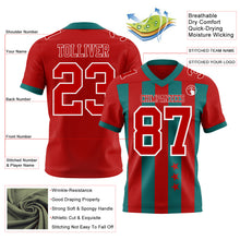 Charger l'image dans la galerie, Custom Red Teal-White Authentic Stars And Stripes 7V7 Flag Football Jersey