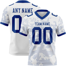 Laden Sie das Bild in den Galerie-Viewer, Custom White-Royal Authentic Abstract Fluid Line 3D Pattern 7V7 Flag Football Jersey