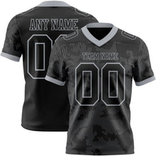Laden Sie das Bild in den Galerie-Viewer, Custom Black-Gray Authentic Abstract Fluid Line 3D Pattern 7V7 Flag Football Jersey