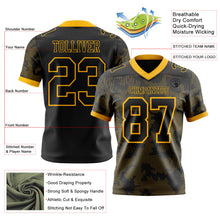 Laden Sie das Bild in den Galerie-Viewer, Custom Black-Gold Authentic Abstract Fluid Line 3D Pattern 7V7 Flag Football Jersey