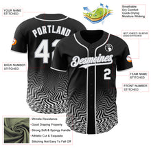 Load image into Gallery viewer, Custom Black White-Gray Fluid Wave Psychedelic Swirl Authentic Baseball Jersey