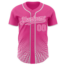 Load image into Gallery viewer, Custom Pink-White Fluid Wave Psychedelic Swirl Authentic Baseball Jersey